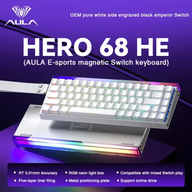 AULA HERO 68HE Magnetic Switch 68-Key RGB Gaming Keyboard