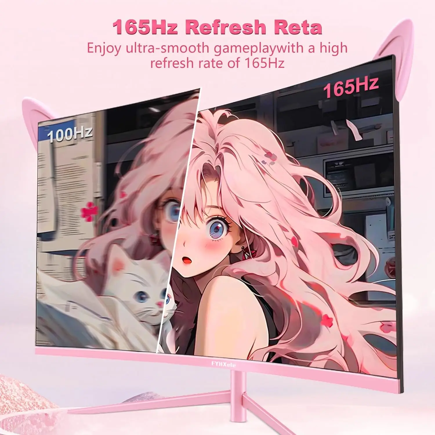 27 Inch QHD 165Hz Curved Pink Gaming Monitor HDR10 - Image 2