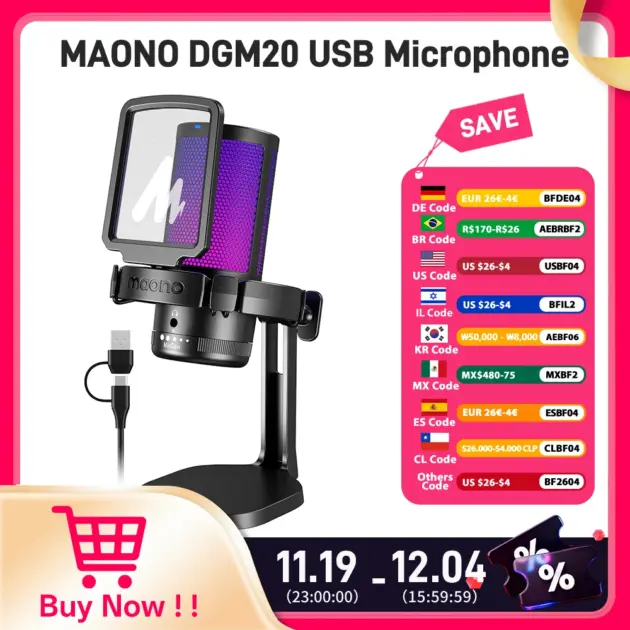 Maono DGM20 USB Condenser Gaming Microphone with RGB
