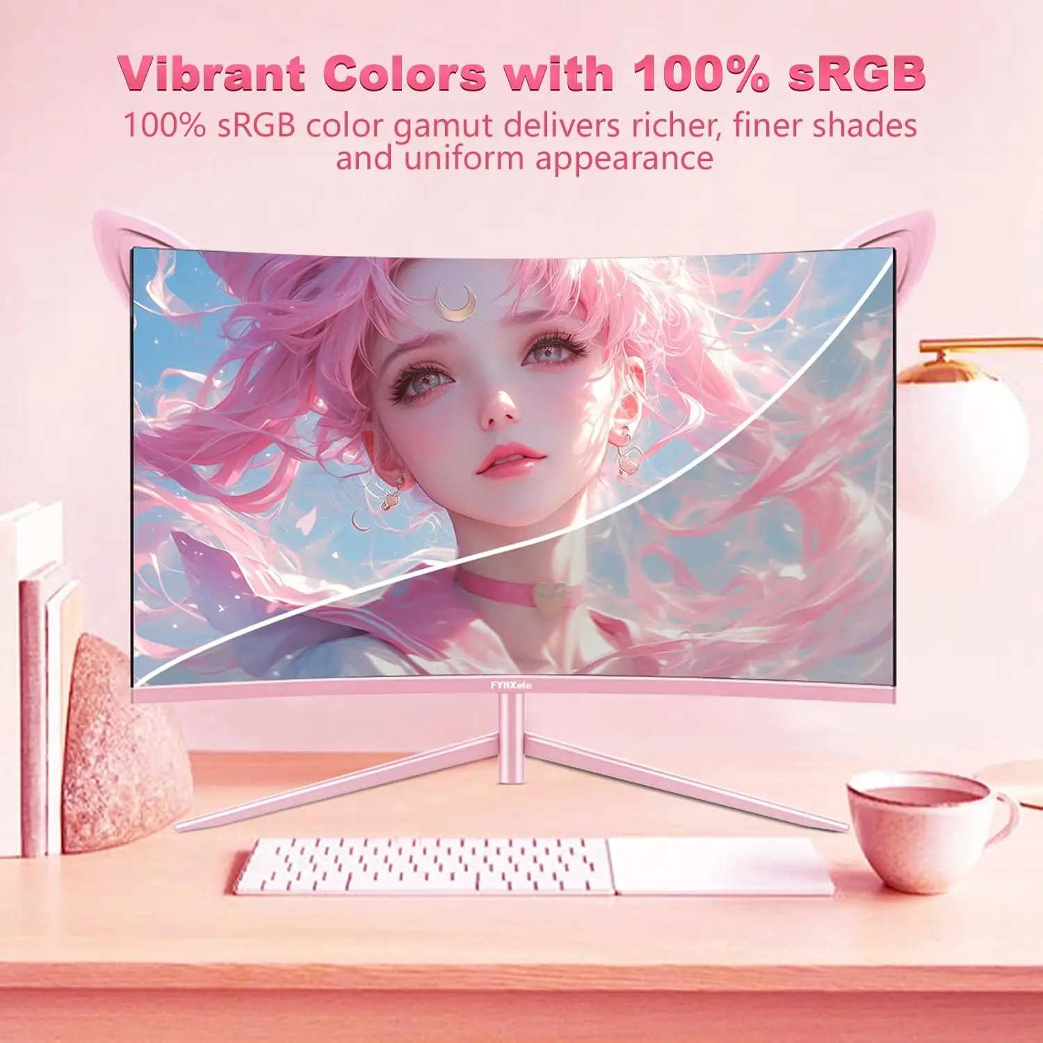 27 Inch QHD 165Hz Curved Pink Gaming Monitor HDR10 - Image 4