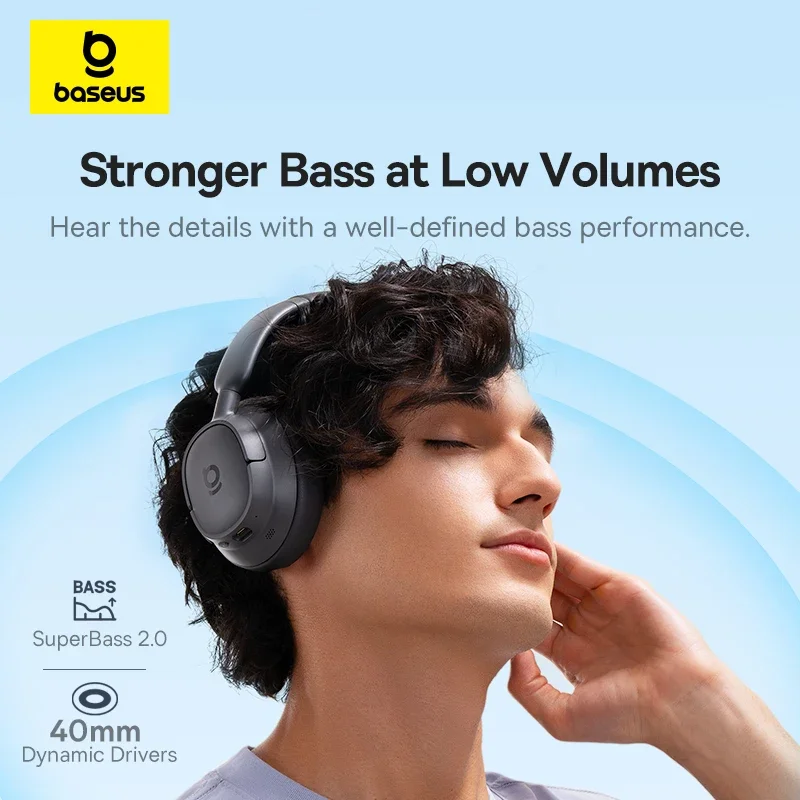 Baseus BH1 Wireless Headphones: 80H Playtime, SuperBass 2.0, ENC - Image 2