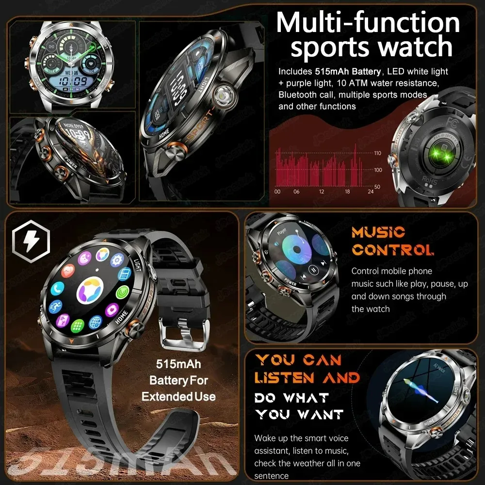 Outdoor Sport Smart Watch AMOLED 10ATM Waterproof Bluetooth Call - Image 2