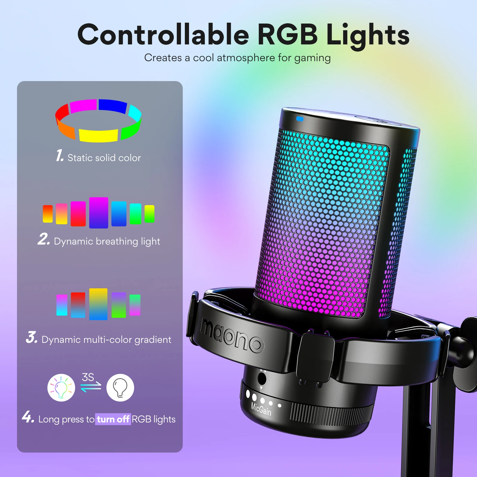 Maono DGM20 USB Condenser Gaming Microphone with RGB - Image 3