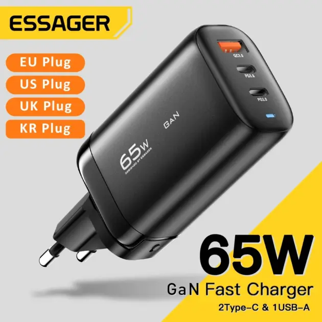 Essager 65W GaN USB-C Charger for Laptop & Phone Fast Charging