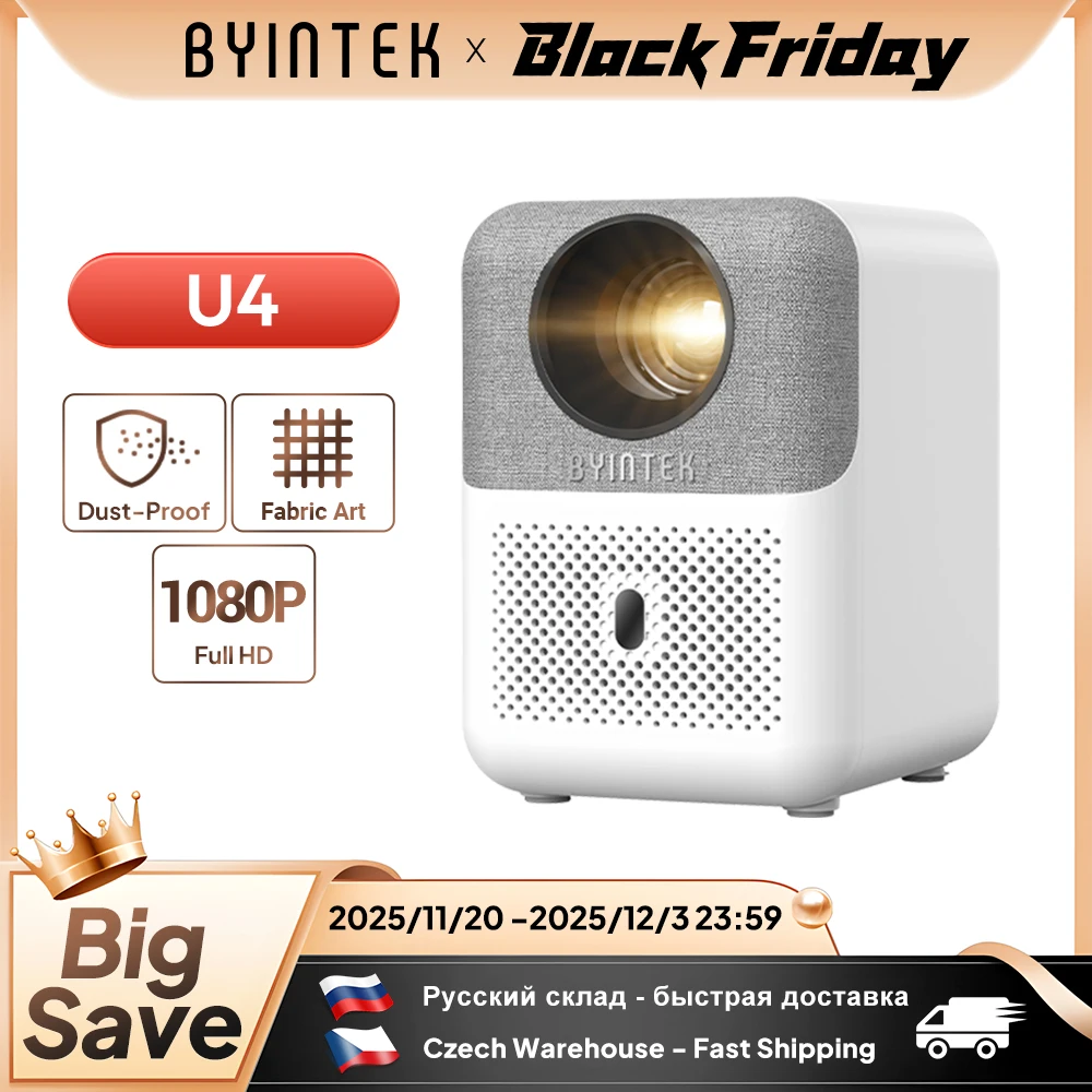 BYINTEK U4 Smart Mini Projector 4K 1080P Android WiFi Home Cinema