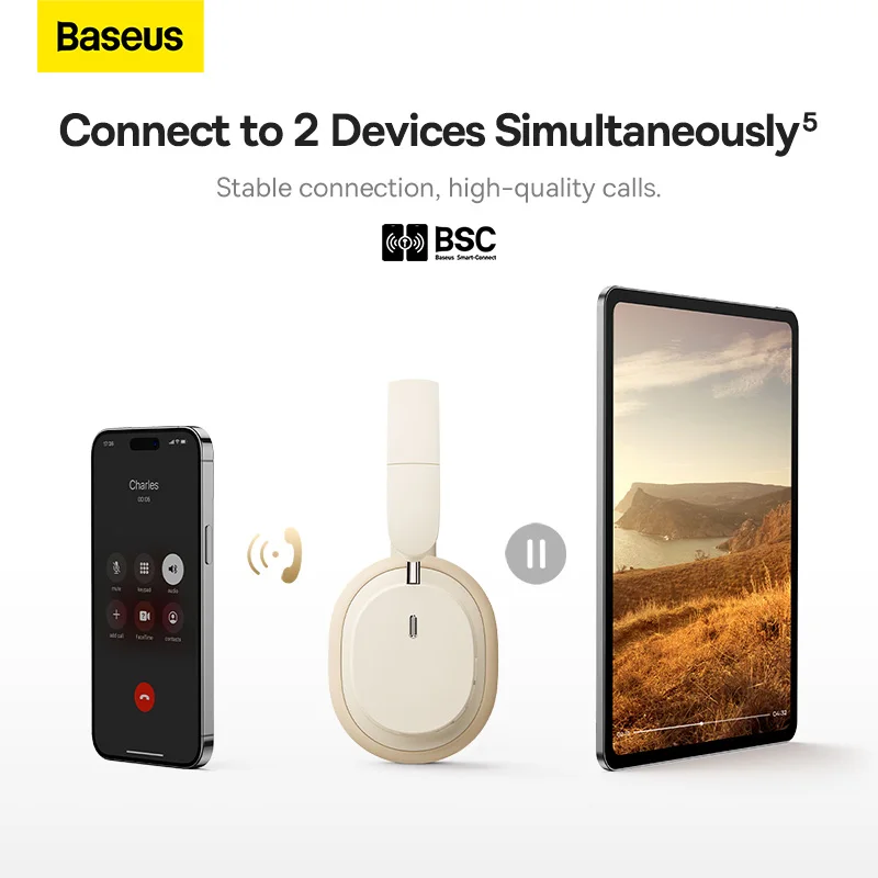 Baseus Wireless Headphones 3D Spatial Audio 70H Playtime - Image 6