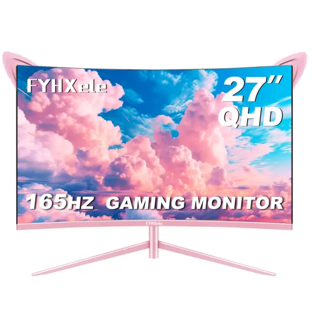 27 Inch QHD 165Hz Curved Pink Gaming Monitor HDR10