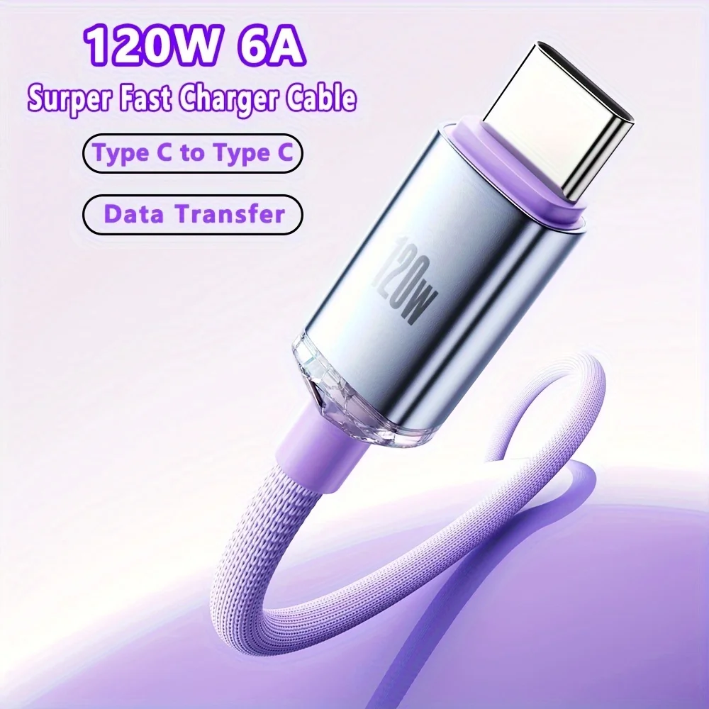 120W 7A USB-C to USB-C Fast Charging Data Cable