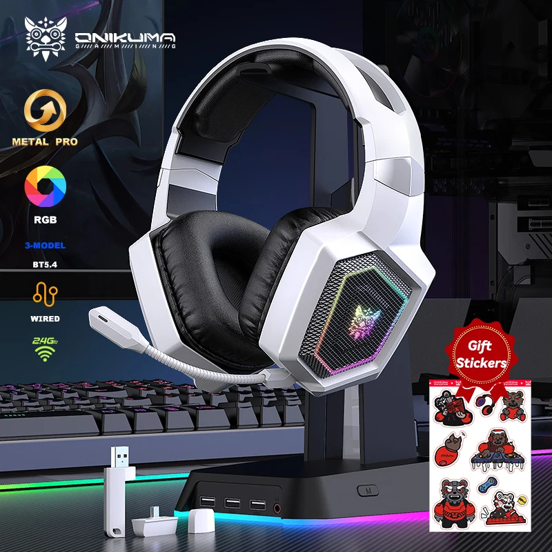 ONIKUMA 2.4GHz Wireless Gaming Headset w/ Mic & RGB