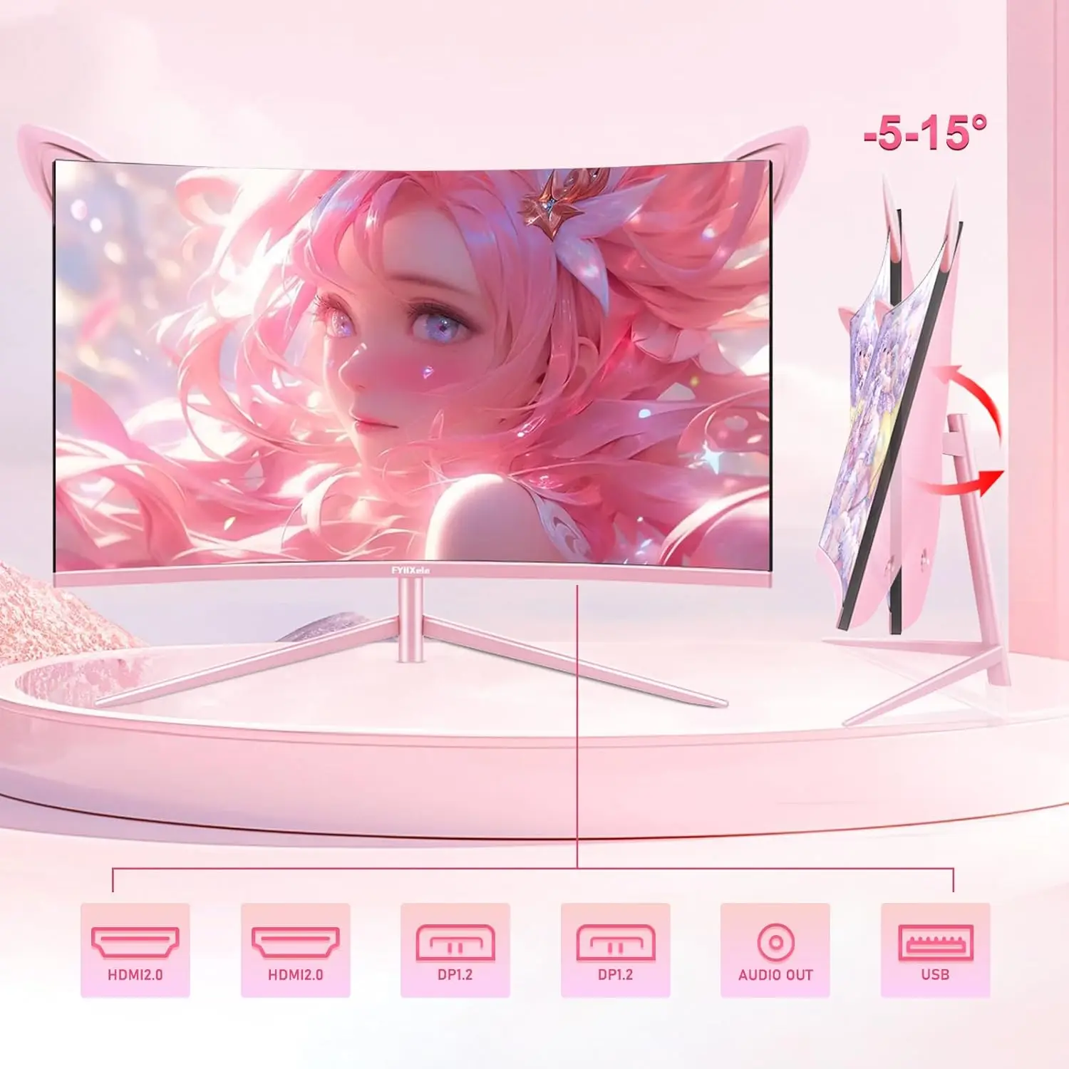 27 Inch QHD 165Hz Curved Pink Gaming Monitor HDR10 - Image 6