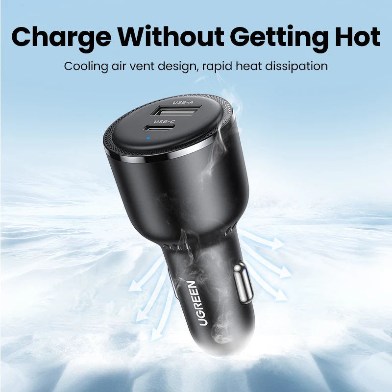 UGREEN 63W Car Charger PD 3.0 PPS 45W USB-C QC 3.0 Fast Charging - Image 6