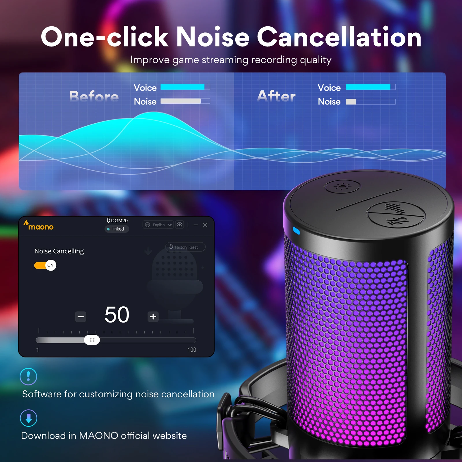 Maono DGM20 USB Condenser Gaming Microphone with RGB - Image 4