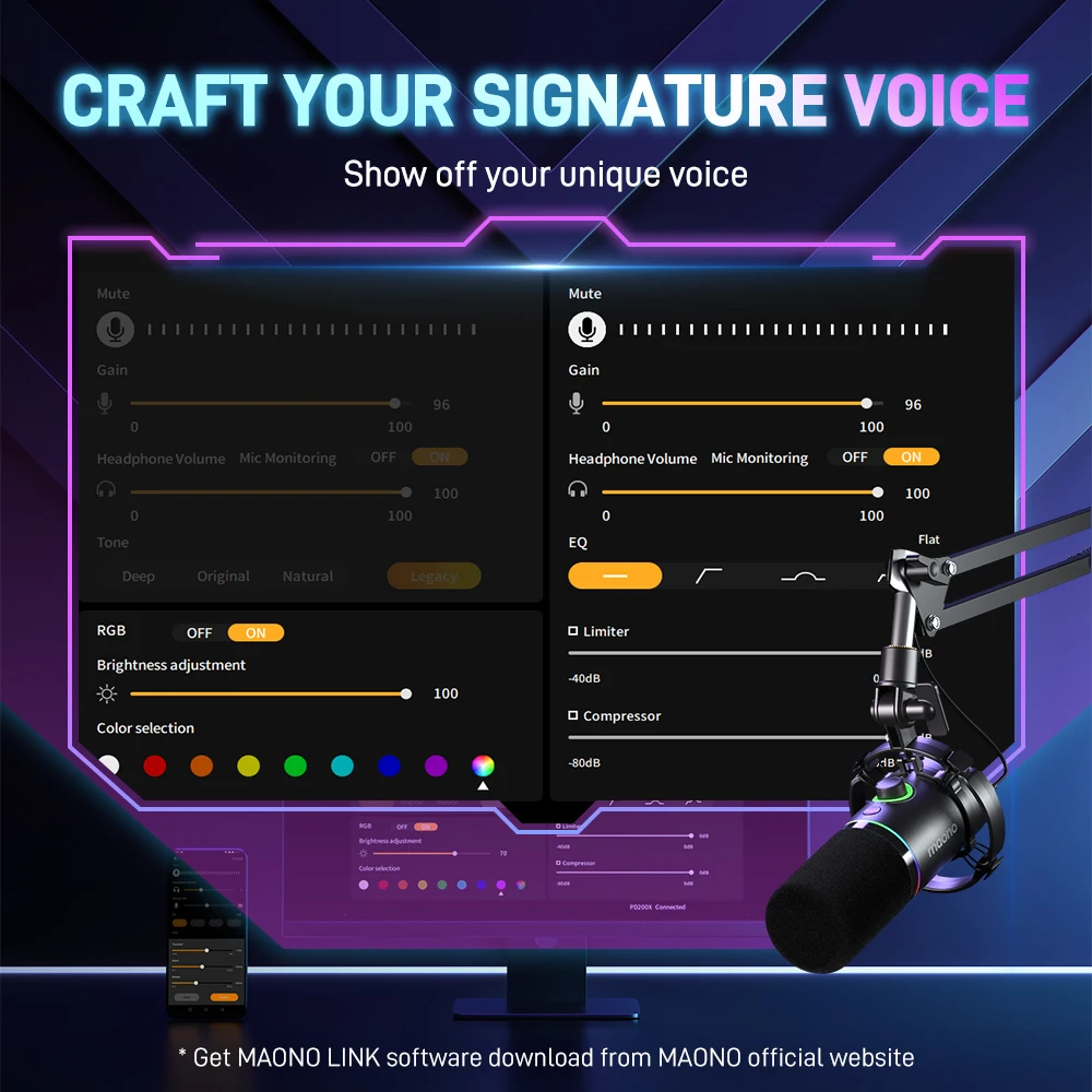 Maono PD200X XLR/USB Dynamic Mic with Mute & Gain Control - Image 2
