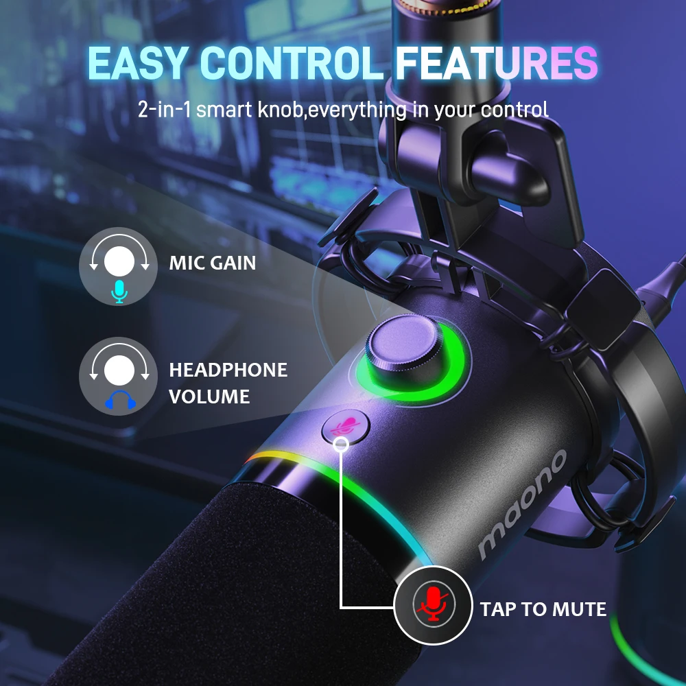 Maono PD200X XLR/USB Dynamic Mic with Mute & Gain Control - Image 6