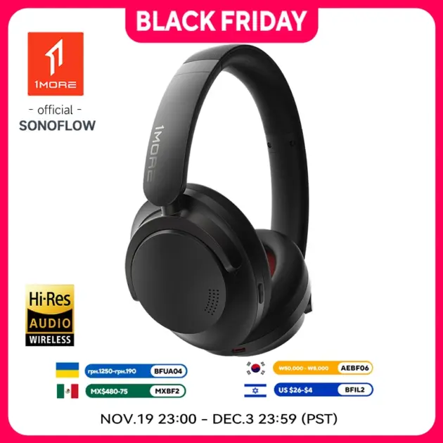 1MORE SonoFlow ANC Headphones 70H Playtime Bluetooth 5.0