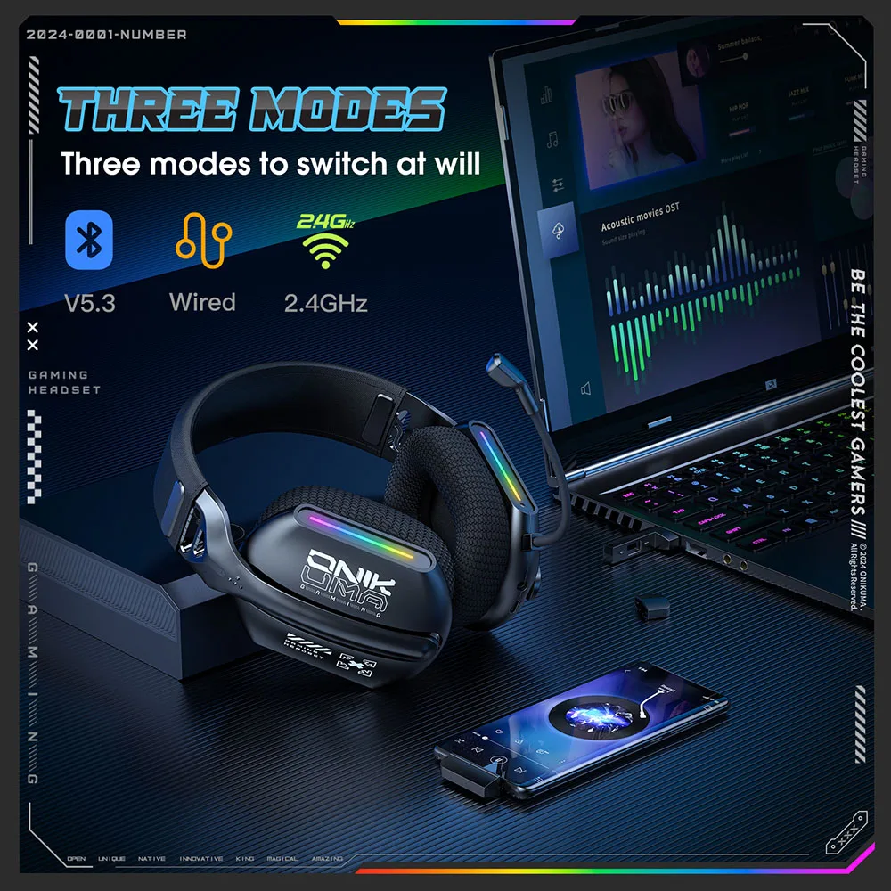 ONIKUMA Wireless Gaming Headset: Tri-Mode Connectivity - Image 5