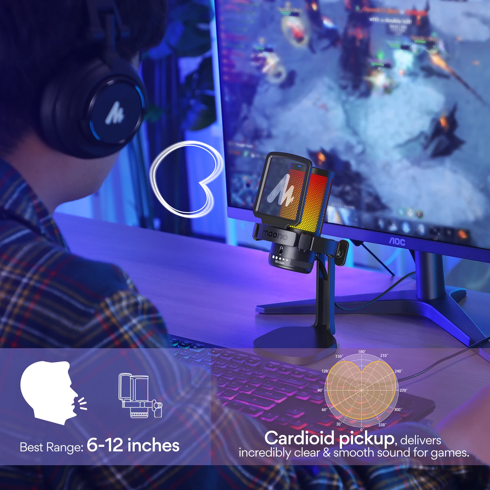 Maono DGM20 USB Condenser Gaming Microphone with RGB - Image 5