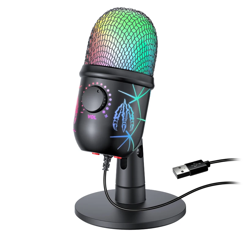 Gaming Microphone USB Microphone for PC Condenser Podcast Mic for Studio Recording with Headphone Jack, Led, Noise Cancellation - Image 6