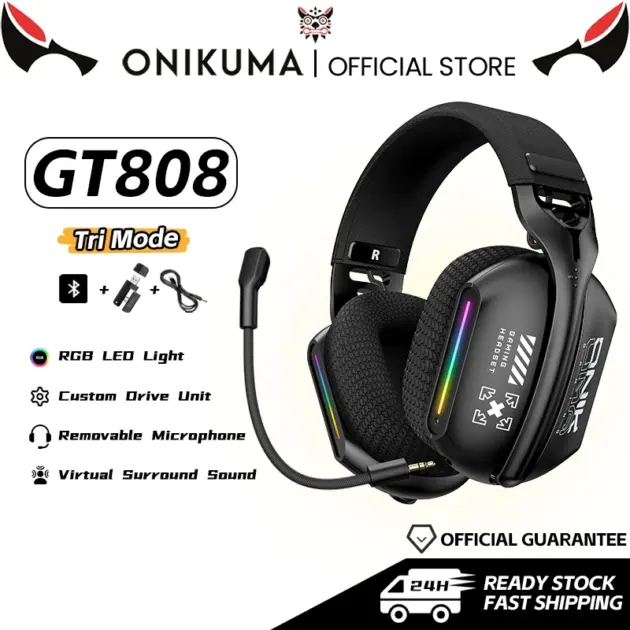 ONIKUMA Wireless Gaming Headset: Tri-Mode Connectivity